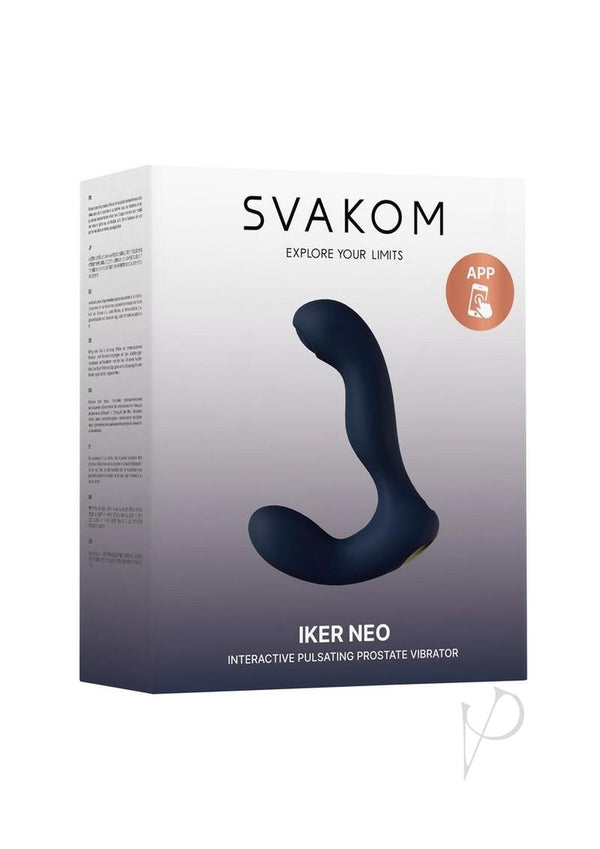 Svakom Iker Neo App Compatible Prostate Vibrator packaging featuring its sleek design and app compatibility.