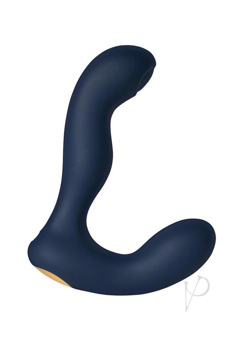 Svakom Iker Neo App Compatible Prostate Vibrator in dark blue design, featuring a sleek shape for pleasure enhancement.