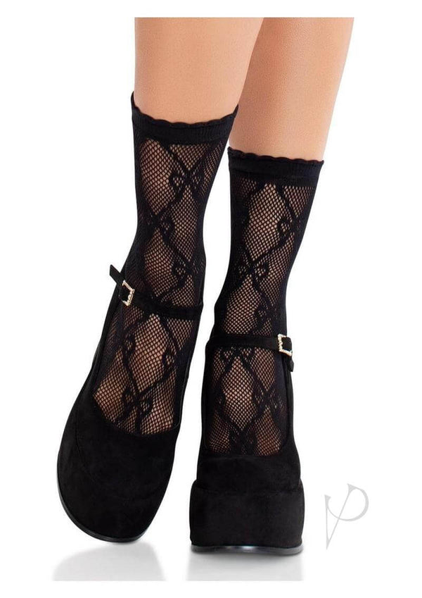 Bow Net Anklets Black O/s-0