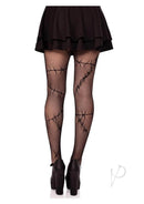 Black Leg Avenue Stiched Up Net Tights showcased with a skirt, highlighting the stylish stitched design.