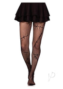 Leg Avenue Stiched Up Net Tights in black, featuring a chic stitched design, perfect for adding elegance to any outfit.