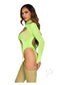 Leg Avenue Fishnet Halter Suspender Bodystocking in green, featuring cut-outs and layered opaque design.