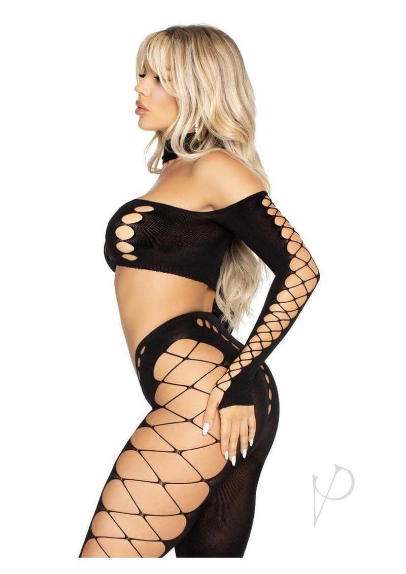 2 Pc Seamless Asymmetrical Cut-out Crop-1