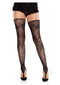 Leg Avenue Floral Net Toe Loop Footless Thigh Highs in black, featuring lace detail for a sexy and stylish lingerie look.