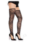 Leg Avenue Floral Net Toe Loop Footless Thigh Highs in Black, elegant and sexy lingerie for special occasions.