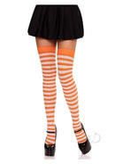 Nylon Stocking W/ Stripe White/oran O/s-0