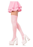 Nylon Stocking W/ Stripe White/l.pi O/s-1