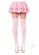 Nylon Stocking W/ Stripe White/l.pi O/s-2