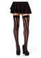 Net And Opaque Striped Thigh Highs Black-0