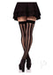 Net And Opaque Striped Thigh Highs Black-2