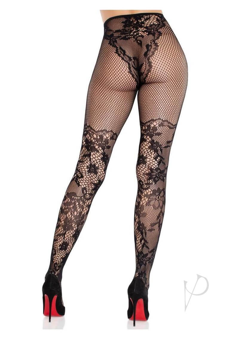 French Cut Dahlia Tights Net Blk Os-2