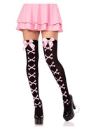 Opaque Cross Bone Thigh Bow Blk/ltpnk Os-0