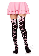 Opaque Cross Bone Thigh Bow Blk/ltpnk Os-2