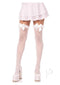 Lace Garter Stripe Thigh Bow Wht Os-0