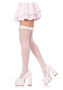 Lace Garter Stripe Thigh Bow Wht Os-1