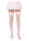 Lace Garter Stripe Thigh Bow Wht Os-3