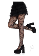 Double Heart Net Tights Black O/s-1