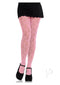 Leg Avenue Bow Net Tights in Pink, featuring a playful bow pattern, paired with a black skirt and stylish shoes.
