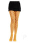 Leg Avenue Eyelet Net Tights in Neon Orange, featured with a black skirt, stylish and sexy lingerie for confident wear.