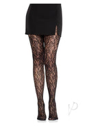 Leg Avenue Camellia Lace Tights in Black showcasing intricate lace design and perfect fit, enhancing curves and confidence.