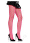 Neon pink eyelet net tights by Leg Avenue showcased with a black skirt and high heels, blending elegance and sensuality.