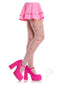 Leg Avenue Rosette Jacquard Spandex Sheer Tights styled with a pink skirt and bright pink heels.