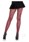 Burgundy cross net tights by Leg Avenue, paired with a black skirt and heels, showcasing a bold and elegant style.