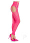Leg Avenue seamless opaque footless suspender hose in pink featuring stylish cutouts and paired with pink high heels.