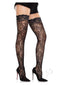 Leg Avenue Stay Up Lace Top Cross Hatch Floral Thigh Highs in black, featuring elegant lace and a seductive design.