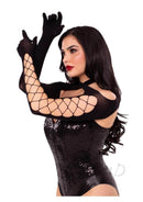Net Opaque Crossover Halter Glove Blk Os-1