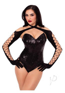 Net Opaque Crossover Halter Glove Blk Os-3