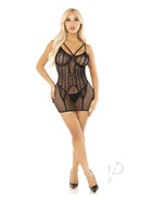 Leg Avenue Heart Net Mini Dress and G-String in black, showcasing a stylish women's lingerie set.
