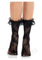 Black Leg Avenue floral lace ruffle top anklets showcasing elegant design and comfortable fit.