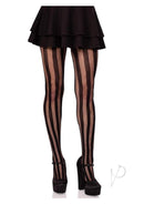 Net And Opaque Striped Tights Black O/s-0