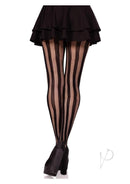 Net And Opaque Striped Tights Black O/s-2