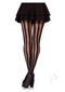 Net And Opaque Striped Tights Black O/s-2