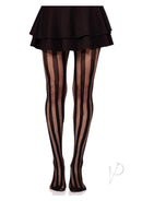 Net And Opaque Striped Tights Black O/s-3