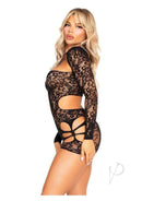 Cut-out Lace Romper With Attached Shrug-1