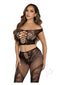 Net Lace Shoulder Foot Tight 2pc Blk Os-0