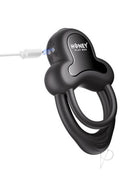 Honey Play Box Anello App Control Cock Ring Black with charging cable for enhanced intimate pleasure.