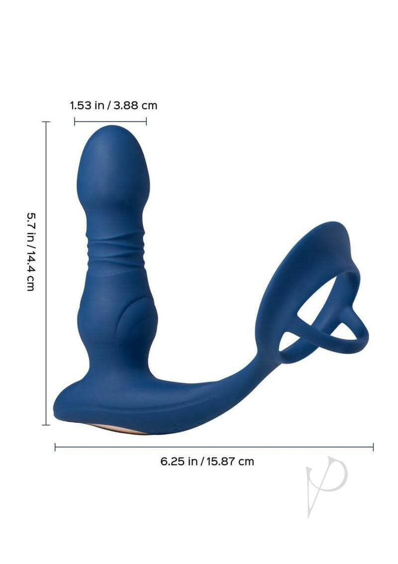 Cyrus App Controlled Thrusting Prostate Massager Blue with measurements showing 6.25 inches long and 1.53 inches wide.