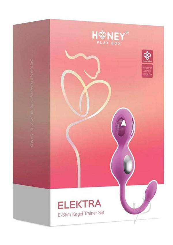 Honey Play Box Elektra E stim Kegel Trainer Set Pink packaging featuring a pelvic exerciser.