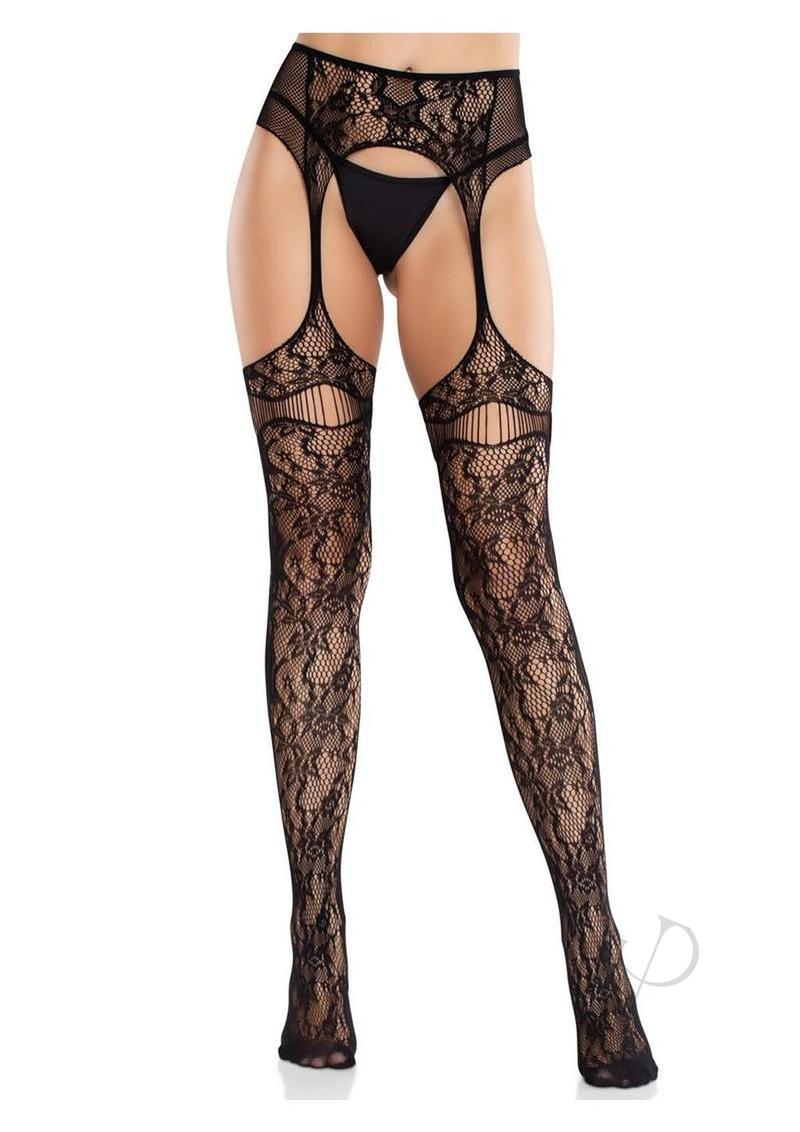 Leg Ave Bloom Stckng Ct Thi Grtr Blk Os-3