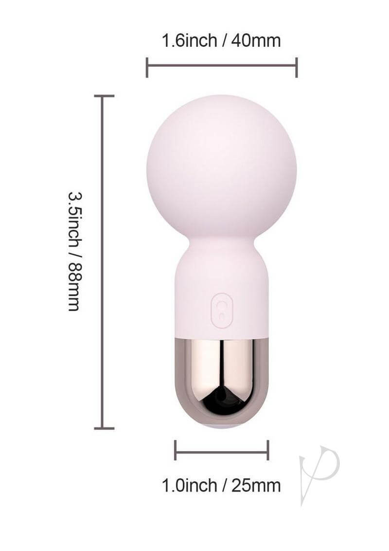 Pokewan Mini Wand Massager Pink by Honey Play Box dimensions showing compact size for discreet travel.