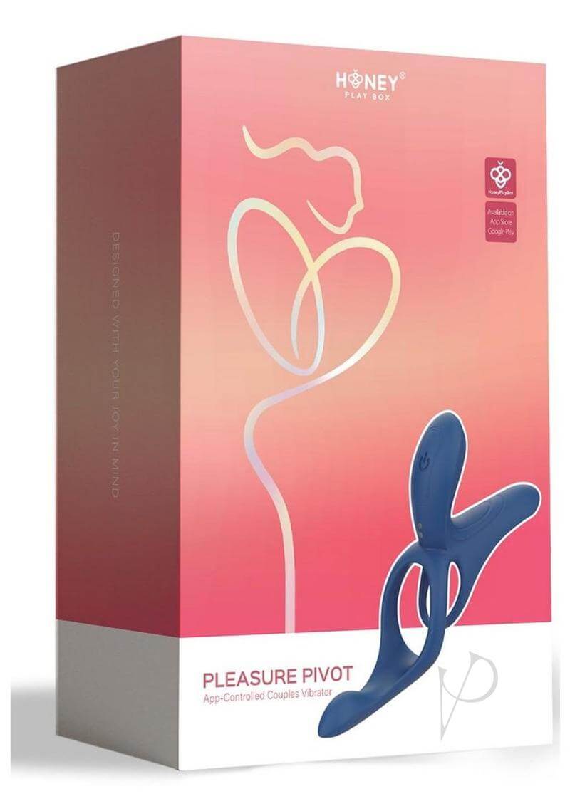 Pleasure Pivot App Controlled Couples Vibrator Blue product packaging showcasing innovative design and features.
