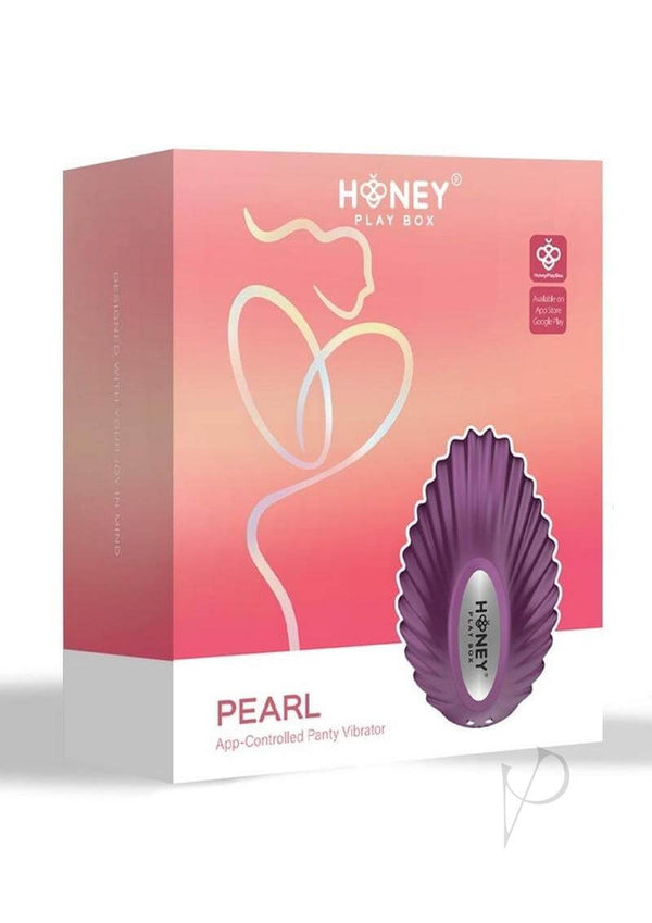 Pearl App Controlled Panty Vibrator Purple by Honey Play Box in elegant packaging showcasing its unique shell shape.