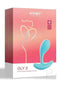 Oly 2 App Enabled Wearable Vibrator Blue by Honey Play Box packaging with a gradient pink background.