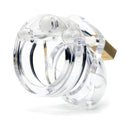 CB-X Mini Me 1.25 Inch Male Chastity Cage Clear displayed on a white background.