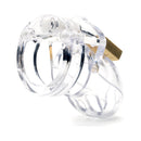 CB-X Mr Stubb Clear Male Chastity Cage showcasing its compact and secure design for sensual restraint.