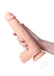 Kenzo 9.5 inches App Controlled Thrusting Dildo Caramel being held, showcasing realistic texture and detail.